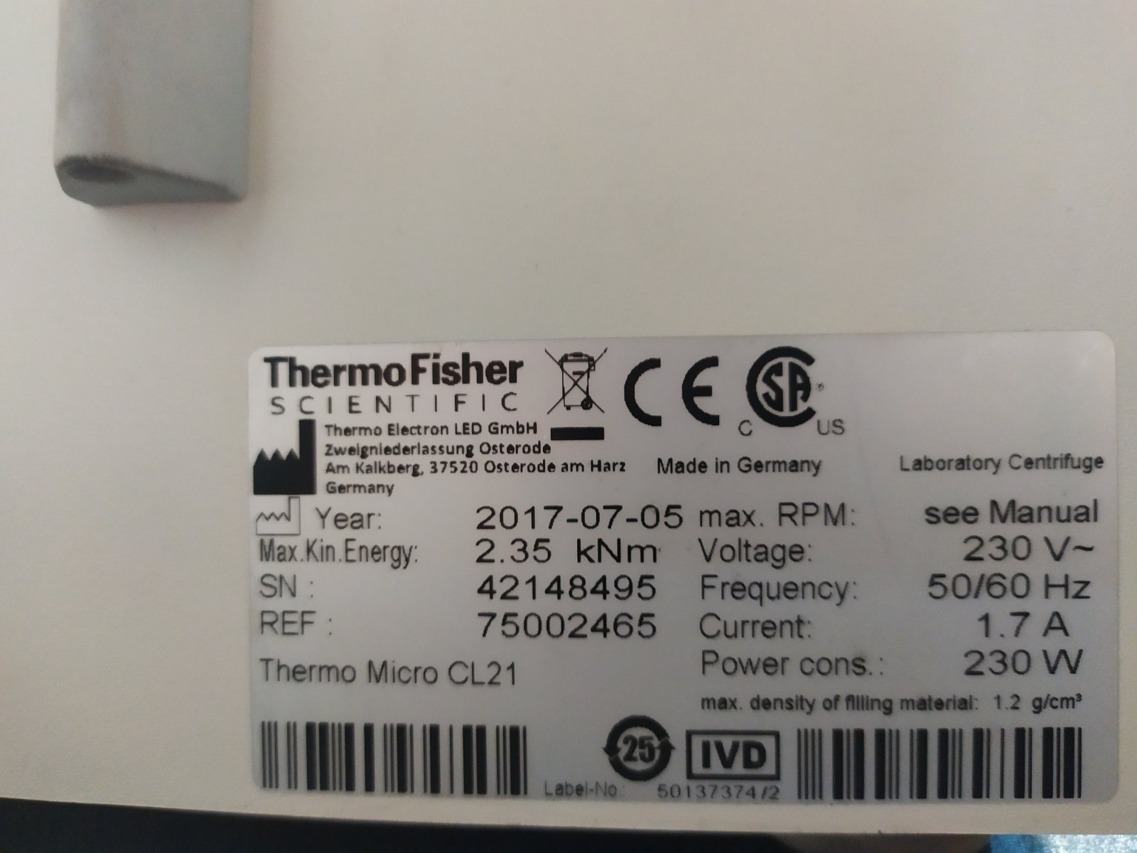 ThermoFisher Scientific Micro CL21, Refurbished - Image 8